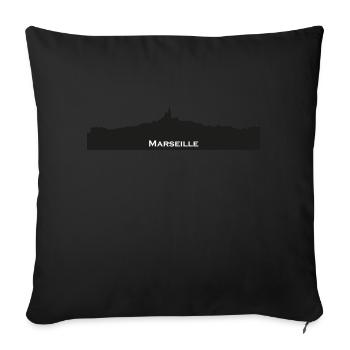 Schwarz Weiß Silhouette von Marseille - Sofakissen mit Füllung 45 x 45 cm - Schwarz - Vorne