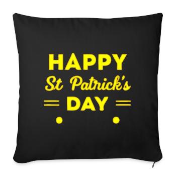 St. Patrick's Day Neon Yellow Happy Day - Sofa pillow with filling 45cm x 45cm - black - Front
