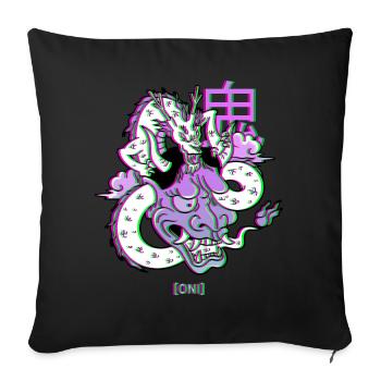 Oni Hannya Vaporwave Aesthetic Dragon Japan Demon - Sofa pillow with filling 45cm x 45cm - black - Front