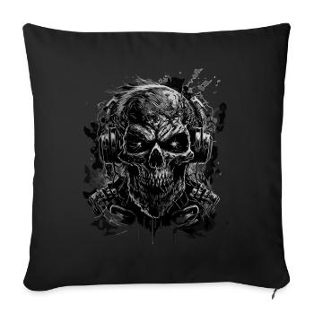 DJ de musique sombre zombie - Coussin et housse de 45 x 45 cm - noir - Devant
