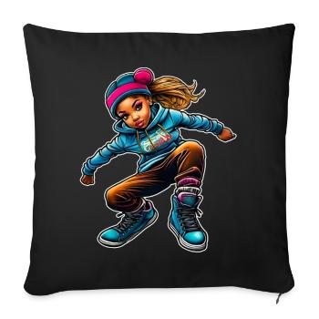 Cooles Girl Graffiti Hip Hop Rap Skater Musik - Sofakissen mit Füllung 45 x 45 cm - Schwarz - Vorne