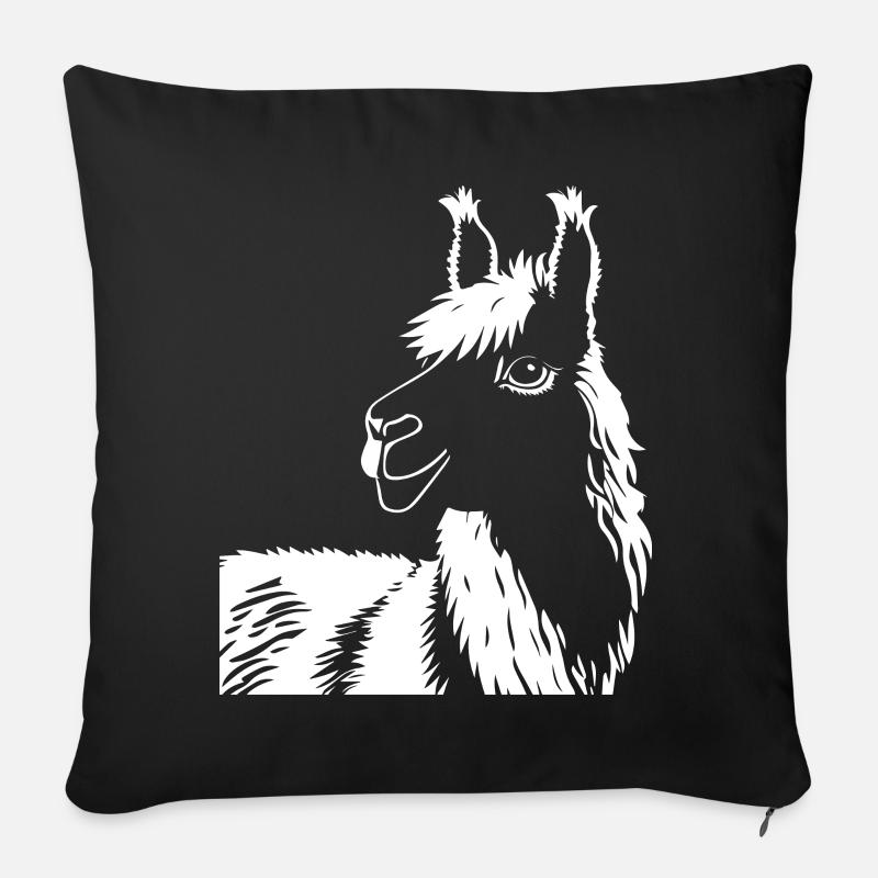 Drôle de lama Silhouette Cheeky Fun Lamas - Coussin et housse de 45 x 45 cm - noir