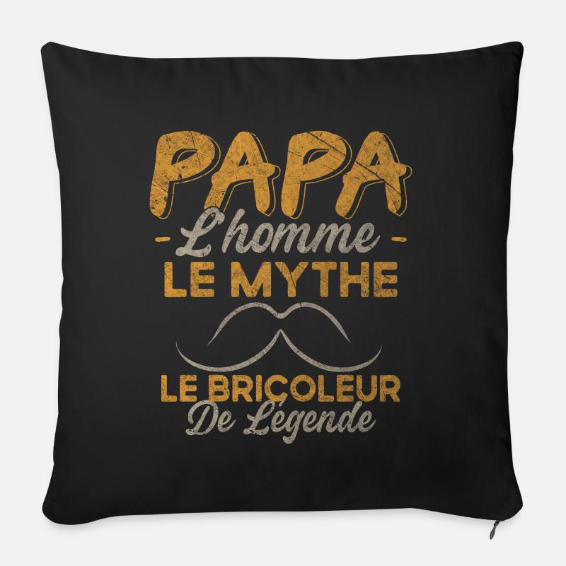 Papa Le Bricoleur De Légende Cadeau Bricolage - Coussin et housse de 45 x 45 cm - noir