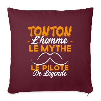 Tonton Le Pilote De Légende Cadeau Voiture Humour - Coussin et housse de 45 x 45 cm - bordeaux - Devant