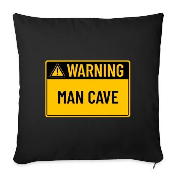 Warning: Man Cave - Sofa pillow with filling 45cm x 45cm - black - Front