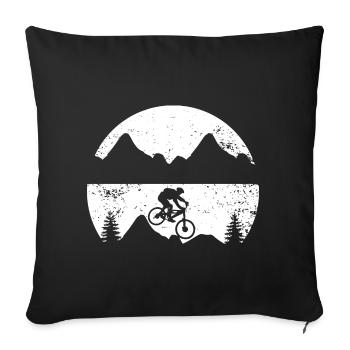 Cyclists Silhouette MTB Bicycle Mountains - Sofa pillow with filling 45cm x 45cm - black - Front
