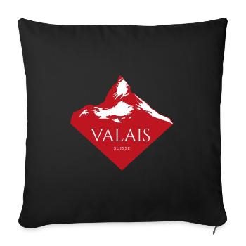 Valais Mountain Peak Red Logo - Sofa pillow with filling 45cm x 45cm - black - Front