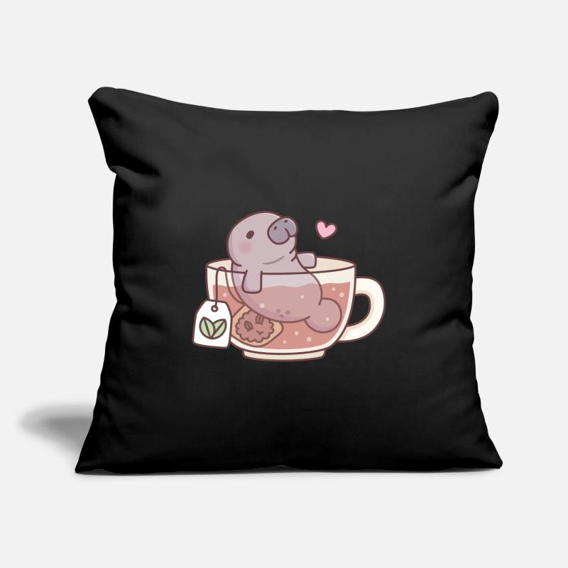 Funny Manatee Chilling In Tea Cup Sofa pillow with filling 45cm x 45cm