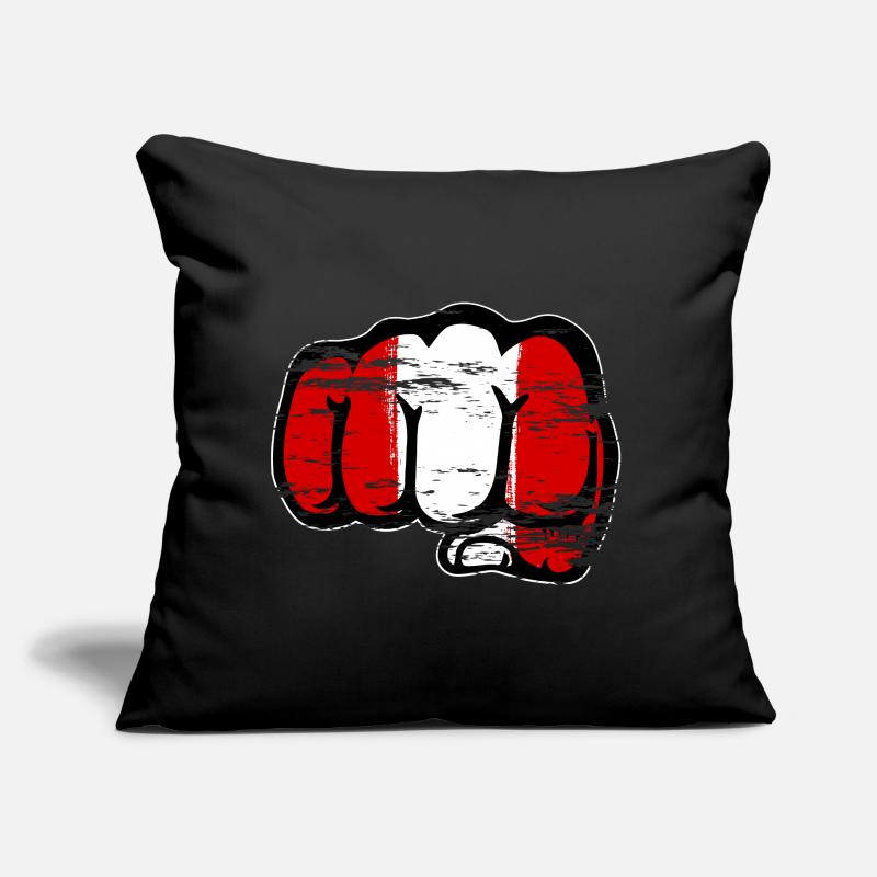 Pérou drapeau poing à la main utilisé Coussin et housse de 45 x 45 cm
