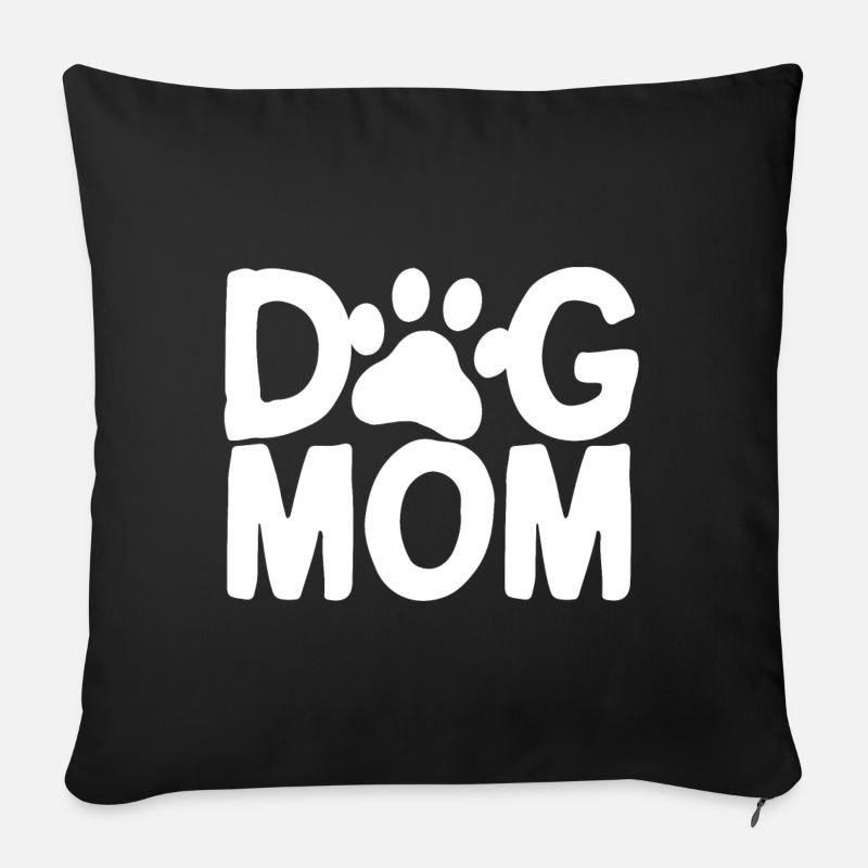 MAMAN DE CHIEN Blanc - Coussin et housse de 45 x 45 cm - noir