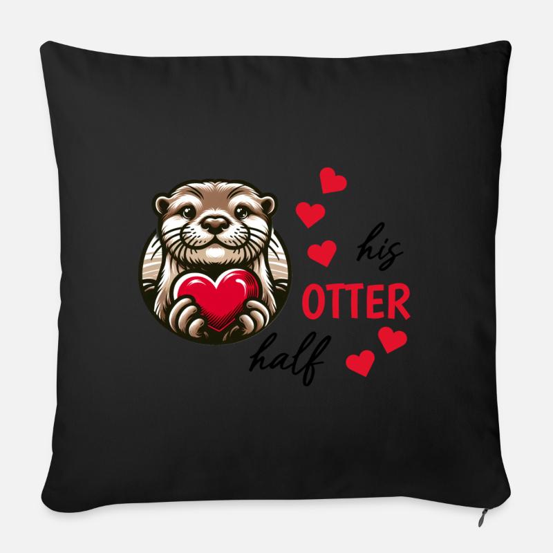 Otter half liebe geschenk - Sofakissen mit Füllung 45 x 45 cm - Schwarz