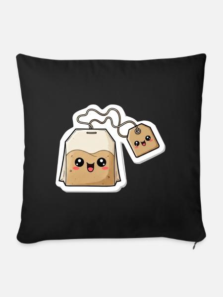 Kawaii Teebeutel Charme - Sofakissen mit Füllung 45 x 45 cm - Schwarz