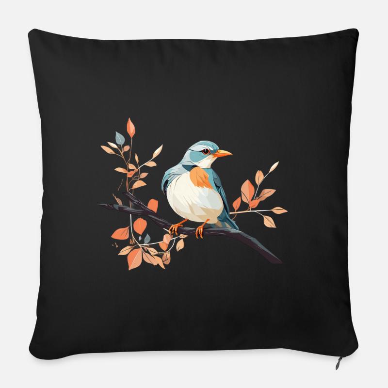 Königsfeder Eisvogel auf Ast - Sofakissen mit Füllung 45 x 45 cm - Schwarz