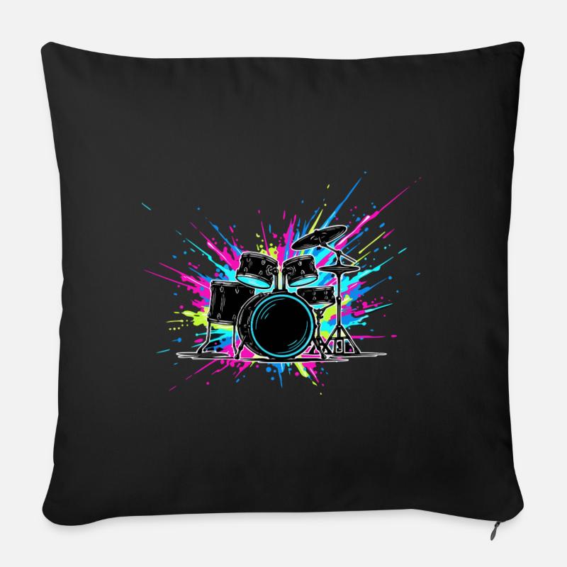 Schlagzeug bunt - Sofakissen mit Füllung 45 x 45 cm - Schwarz