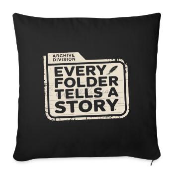 Chaque dossier raconte une histoire - Coussin et housse de 45 x 45 cm - noir - Devant