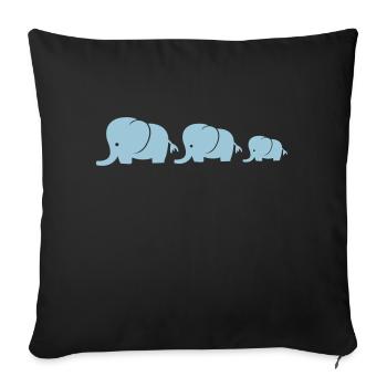 elefanten_familie - Coussin et housse de 45 x 45 cm - noir - Devant