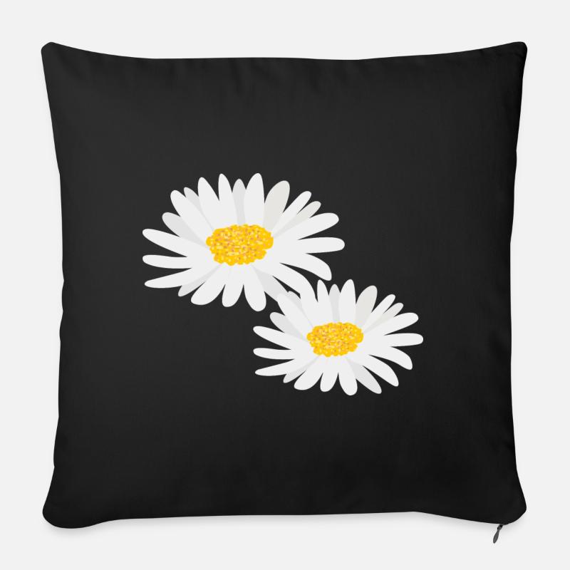 Blume Gänseblümchen - Sofakissen mit Füllung 45 x 45 cm - Schwarz