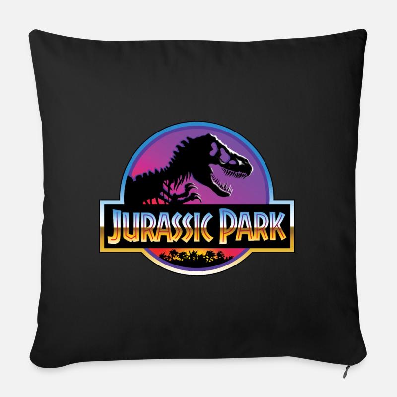 Jurassic Park Logo Violet Et Bleu - Coussin et housse de 45 x 45 cm - noir