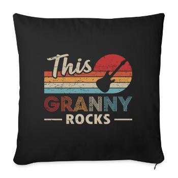 Cette grand-mère de grand-mère bassiste de Granny Rocks - Coussin et housse de 45 x 45 cm - noir - Devant