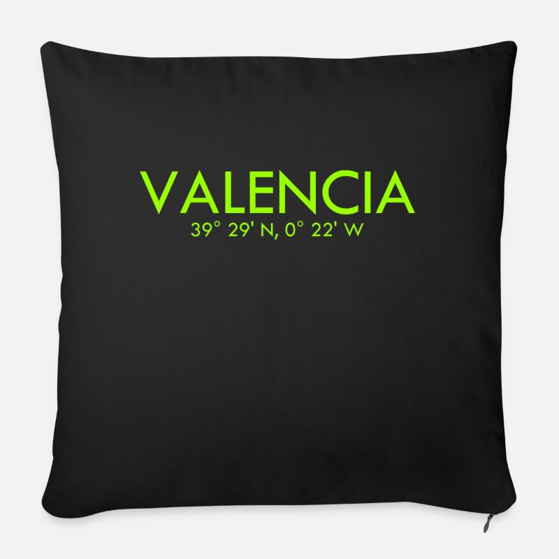 Valence Espagne Coordonnées Latitude Longitude - Coussin et housse de 45 x 45 cm - noir