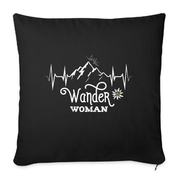 Wander Woman Mountains Mountaineering Hiking saying Ekg - Sofa pillow with filling 45cm x 45cm - black - Front