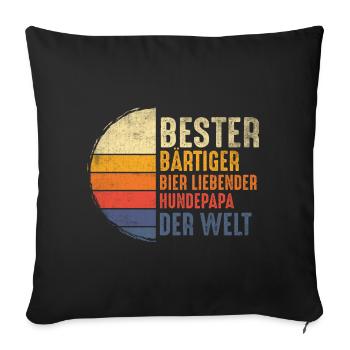 Bier Hund Hundepapa Spruch Lustig Bart Geschenk - Sofakissen mit Füllung 45 x 45 cm - Schwarz - Vorne