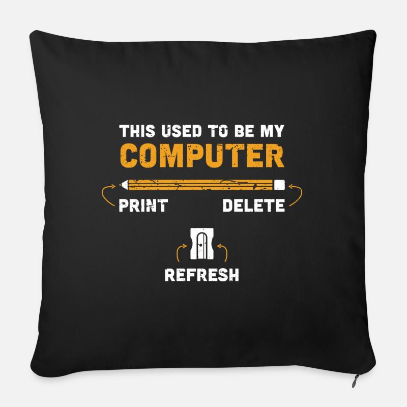 Rentner Computer - Sofakissen mit Füllung 45 x 45 cm - Schwarz