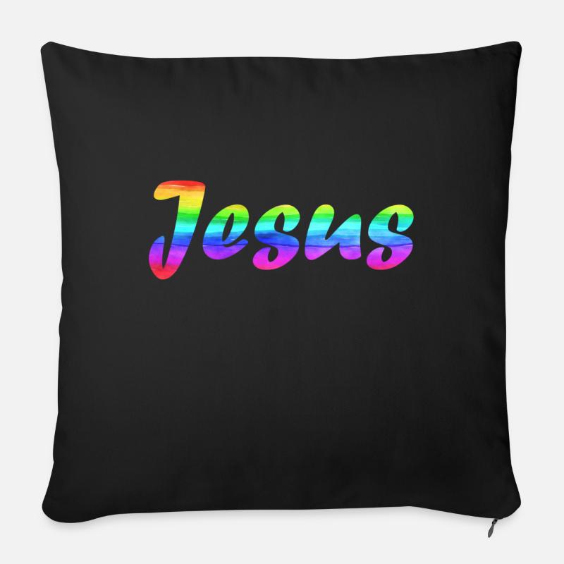 Jesus Rainbow Flag - Sofa pillow with filling 45cm x 45cm - black