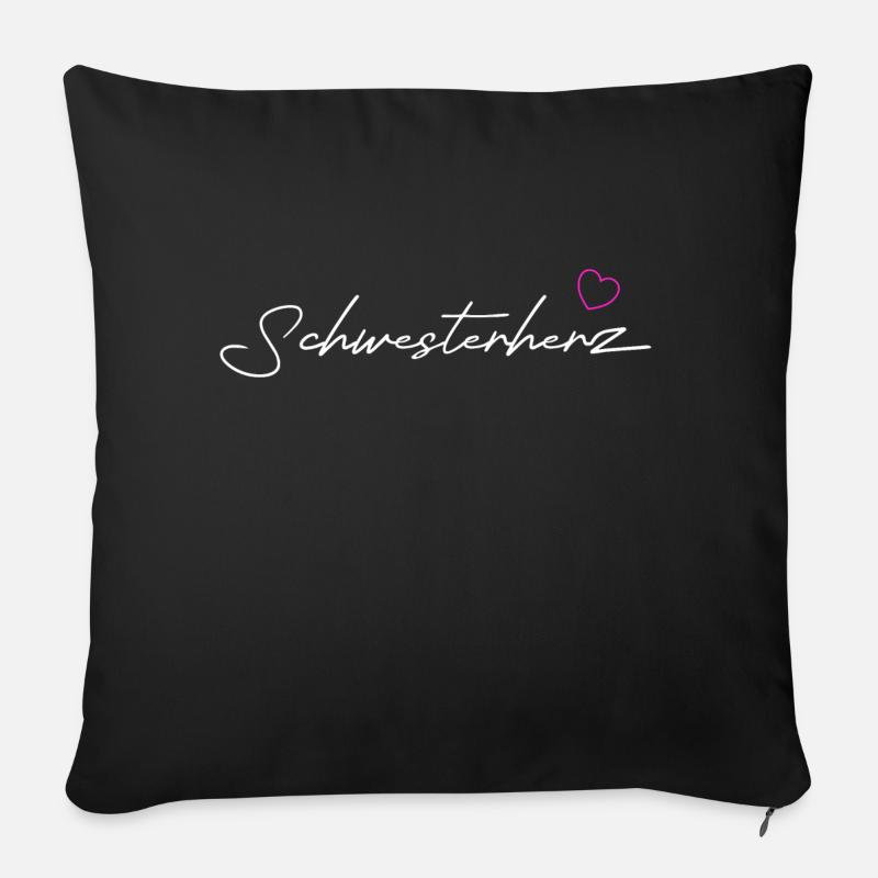Schwesterherz in white - Sofakissen mit Füllung 45 x 45 cm - Schwarz