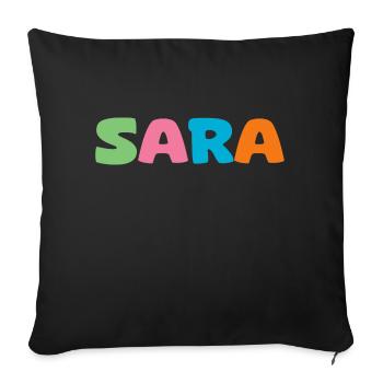 Name - Sara - Sofa pillow with filling 45cm x 45cm - black - Front