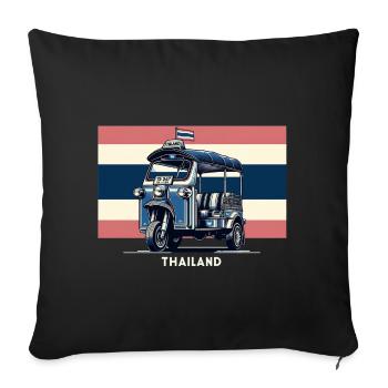 Thaïlande Tuk-Tuk (Taxi / Autorickshaw) - Coussin et housse de 45 x 45 cm - noir - Devant