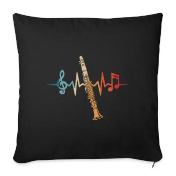 Clarinet, heartbeat, clarinetist, musician - Sofa pillow with filling 45cm x 45cm - black - Front
