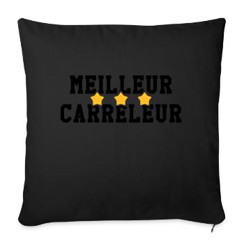 carreleur / carrelage / construction / maçon - Coussin et housse de 45 x 45 cm - noir - Devant