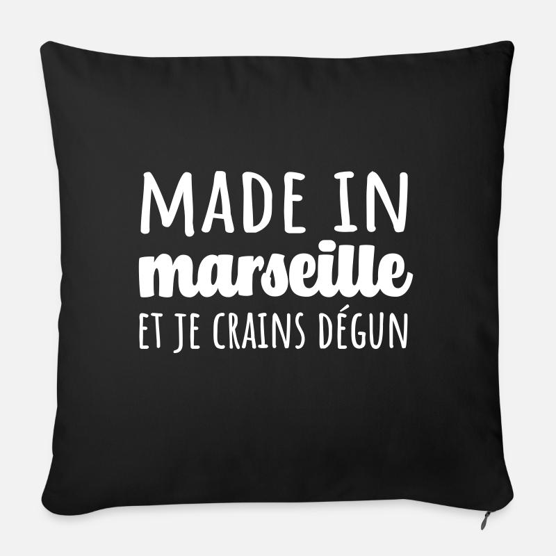 teeshirt marseille humour expression dégun - Coussin et housse de 45 x 45 cm - noir