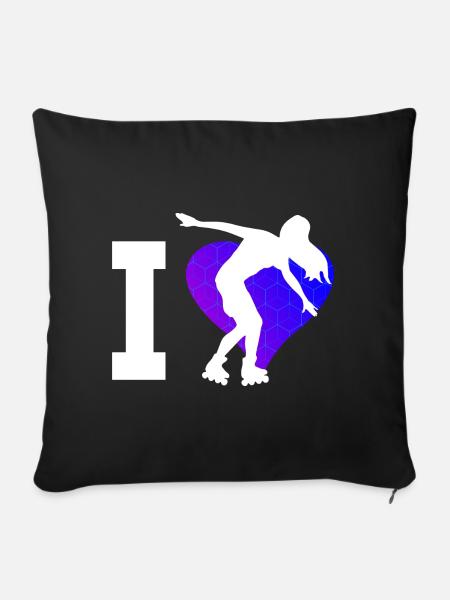 Rollerskaten Rollschuhlaufen Herren Damen - Sofakissen mit Füllung 45 x 45 cm - Schwarz