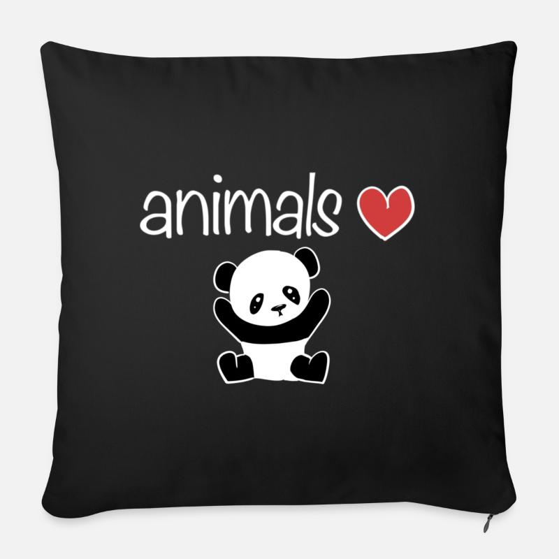 tiere herz tierliebe text panda - Sofakissen mit Füllung 45 x 45 cm - Schwarz