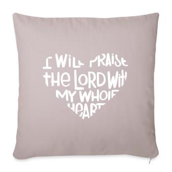 With my whole heart (dark) - Sofa pillow with filling 45cm x 45cm - light taupe - Front
