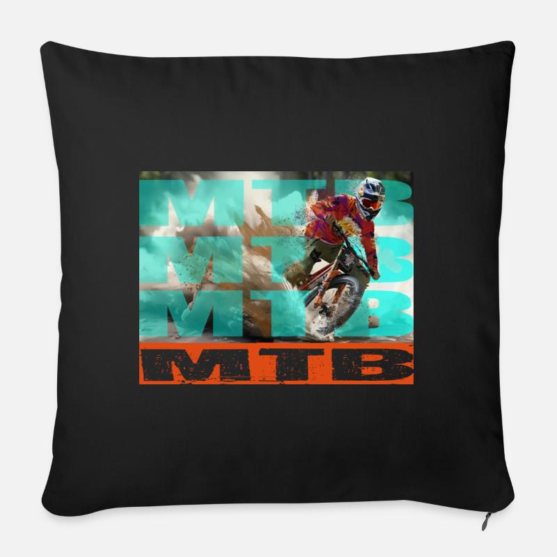 Vélo VTT - Coussin et housse de 45 x 45 cm - noir