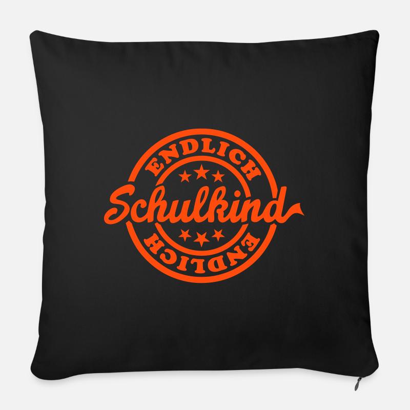 Endlich Schulkind (Stempel) - Sofakissen mit Füllung 45 x 45 cm - Schwarz