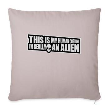 Citation extraterrestre de costume humain - Coussin et housse de 45 x 45 cm - taupe clair - Devant