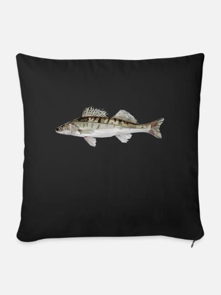 Low Poly Zander - Sofakissen mit Füllung 45 x 45 cm - Schwarz