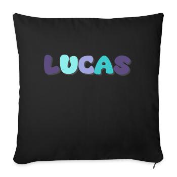 Name - Lucas - Sofa pillow with filling 45cm x 45cm - black - Front
