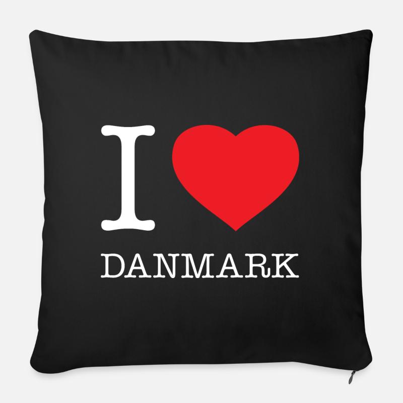 I LOVE DANMARK Dänemark - Sofakissen mit Füllung 45 x 45 cm - Schwarz