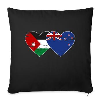 Jordanie Nouvelle-Zélande Drapeau Coeur Utilisé - Coussin et housse de 45 x 45 cm - noir - Devant