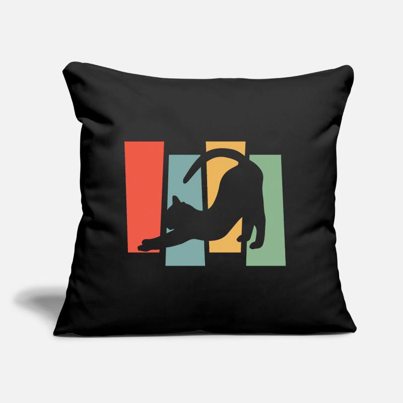 Silhouette de chat devant des blocs de couleur Coussin et housse de 45 x 45 cm