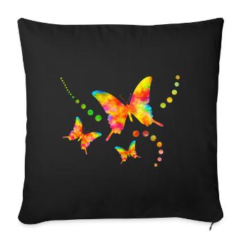 Colorful butterflies butterfly colorful summer sweet - Sofa pillow with filling 45cm x 45cm - black - Front