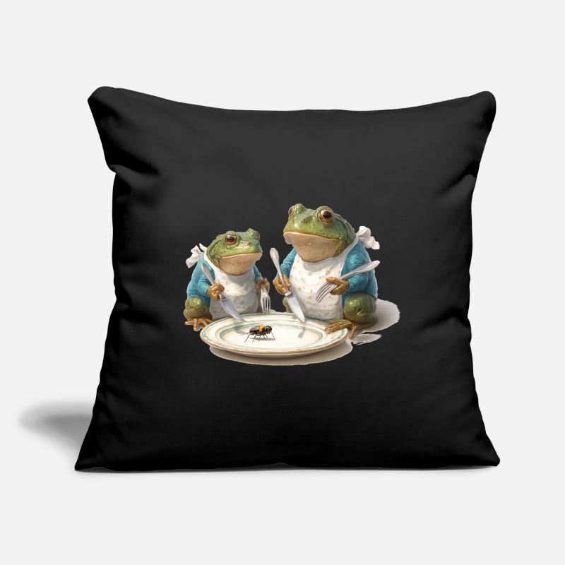Frosch-Dinner: Fliege am Teller Sofakissen mit Füllung 45 x 45 cm