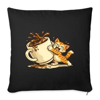 Cat Coffee Chaos - Sofa pillow with filling 45cm x 45cm - black - Front