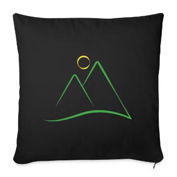 Mountain, Essenian animist cartoon, green - Sofa pillow with filling 45cm x 45cm - black - Front