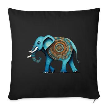 blue elephant - Sofa pillow with filling 45cm x 45cm - black - Front